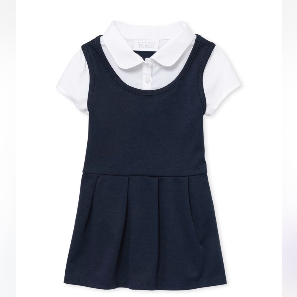 Girls Uniform Ponte Knit 2 In 1 Dress - Tidal